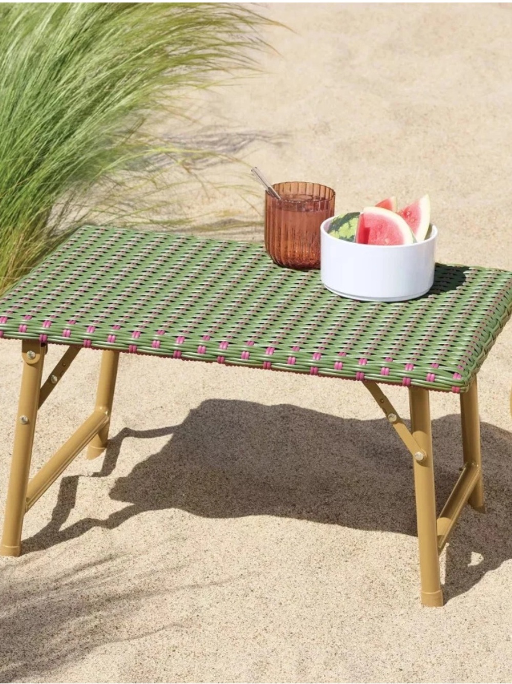 THRESHOLD NWT Woven Beach Table -Green